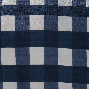 Seersucker Gingham Check Navy Brushed Duvet Cover Set