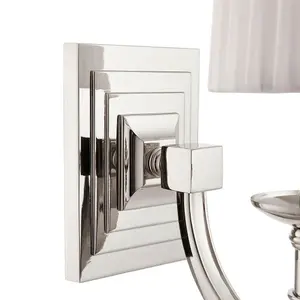 Modern Dimmable Wall Light Nickel & White Pleated Shade Bedside Lamp Fitting Kit