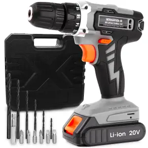 Terratek 20V Orange Cordless Combi Drill Driver and 13 Piece Bit Set