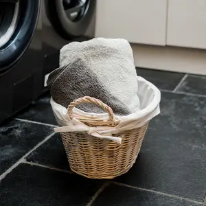 Hand Woven Wicker Laundry Basket with Handles Whitewash / Large (27 cm x 50 cm x 38 cm)