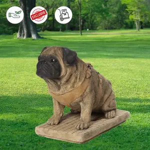 Full Size Sitting Pug Dog Statue