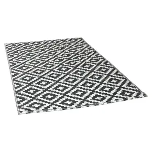 Grey and White Geometric Lightweight Outdoor Rug, 90cmx150cm (3ftx5ft)