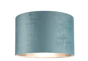 GoodHome Bodmin Light blue Silver effect Round Lamp shade (D)30cm