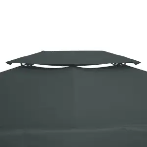 Outsunny 3x4m Gazebo Replacement Roof Canopy 2 Tier Top UV Cover Charcoal Grey