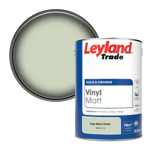 Leyland Trade Vinyl Matt Walls & Ceilings Emulsion Paint Pale Moss Green (PPG1121-3) 5L