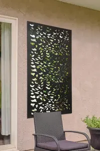 MirrorOutlet Amarelle Extra Large Metal Leaf design Decorative Garden screen Mirror 120x60 cm