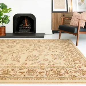 Gold Cream Classical Oriental Floral Medallion Area Rug 120cm x170cm