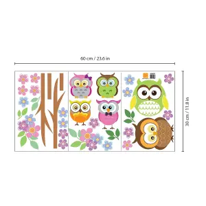 Walplus Owl Flower Tree Kids Sticker PVC Multicoloured