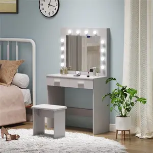 Thurston Dressing Table With Mirror Hashtag Home Colour: Grey