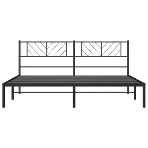 Berkfield Metal Bed Frame with Headboard Black 183x213 cm