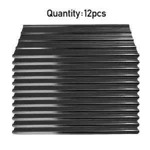 12 Pcs Steel Corrugated Panels Roofing Sheet,Wall Panels for Shed, Garage, Carport, Home Projects, Charcoal Black 129cm L x 45cm W