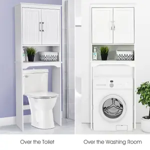 COSTWAY Over the Toilet Storage Cabinet Bathroom Organizer w/ 2 Doors