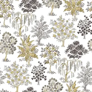 Galerie Into The Wild Metallic Gold Alberi Trees Wallpaper Roll