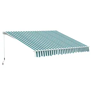 Outsunny Garden Sun Shade Canopy Retractable Awning, 3 x 2.5m, Green and White