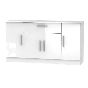 Trent 4 Door 1 Drawer Wide Unit in White Gloss (Ready Assembled)