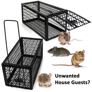 Metal Rat Mouse Trap Humane Live Bait Vermin Rodent Cage 2pcs Traps Mice Pest