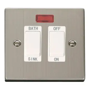 Stainless Steel 20A DP Sink/bath Switch - White Trim - SE Home