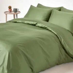 Homescapes Moss Green Organic Cotton Duvet Cover Set 400 TC, King