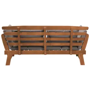 Garden Bench with Cushion PORTICI Wood Light Brown