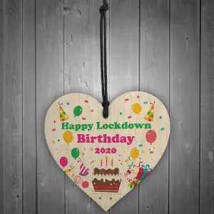 Happy Lockdown Birthday Gift For Him Her Wooden Heart Quarantine Gift Keepsake