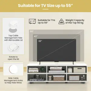 Costway TV Stand for TVs up to 55" Wooden 6 Storage Compartments TV Cabinet Table