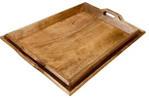 Wooden Serving Trays Set Of 2 (1 big 1 small)