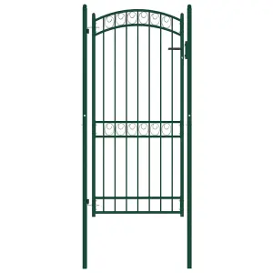 Berkfield Fence Gate with Arched Top Steel 100x200 cm Green