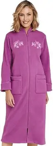 Chums Knitted Zip Embroidered Dressing Gown - Mauve