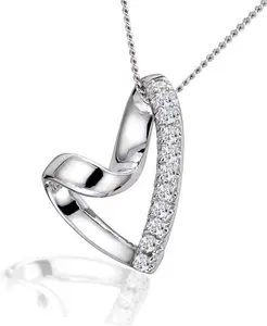 Lab Diamond Heart Necklace Pendant 0.10Ct H/Si Set In 925 Silver