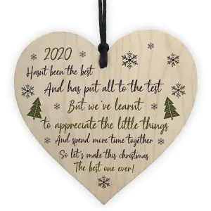 Lockdown Poem Wooden Heart Christmas Tree Decoration Bauble Family Gift Keepsake