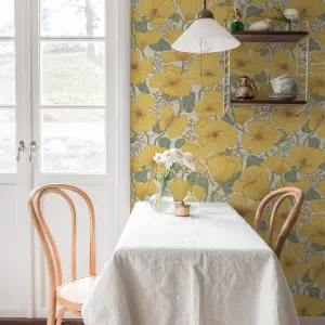 Galerie Sommarang Yellow Retro Poppy Wallpaper Roll