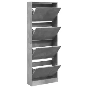 Shoe Cabinet Concrete Grey 60x21x163.5 cm Engineered Wood