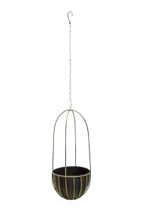 Indoor Kensington Brass Tall Hanging Planter H60Cm D24Cm