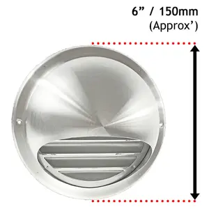 SPARES2GO Stainless Steel Round Bull Nosed External Extractor Wall Vent Outlet with Insect Mesh Grille (4" / 100mm)