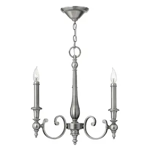 Elstead Yorktown Chandelier 3 Light Antique Nickel Finish, E14