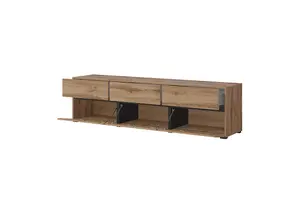 Kross 41 TV Cabinet in Oak Wotan - W1800mm H480mm D400mm Rustic Elegance