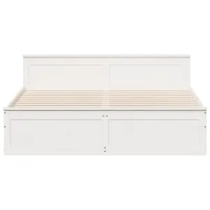 Berkfield Bed Frame without Mattress with Headboard White 200x200 cm Solid Wood Pine