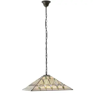 Tiffany Glass Hanging Ceiling Pendant Light Dark Bronze 3 Lamp Shade i00143