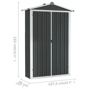 Tubac Garden Shed Galvanised Steel Outdoor Tool Storage Shed Anthracite