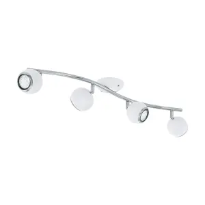 Flush 4 Spots Ceiling Light Colour White Chrome Shade Bulb GU10 4x3W Incl.