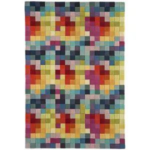 Funk Multi Colour Boxes Rug Rug 140x200cm for the Living Room