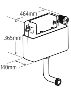 Roper Rhodes Cascade Concealed Dual Flush WC Toilet Cistern + Chrome Flush Plate