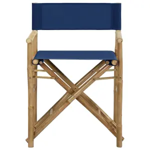 Berkfield Folding Director's Chairs 2 pcs Blue Bamboo and Fabric