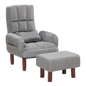 Recliner Chair OLAND with Footstool Fabric Grey