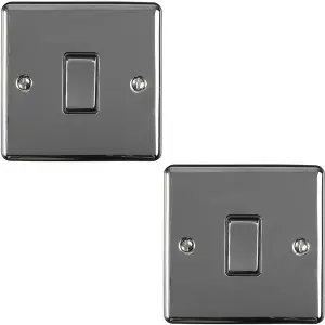 2 PACK 1 Gang Single INTERMEDIATE Light Switch BLACK NICKEL & Black 10A Rocker