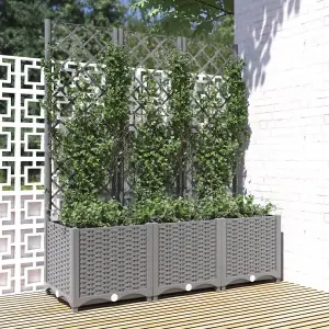 Berkfield Garden Planter with Trellis Light Grey 120x40x136 cm PP