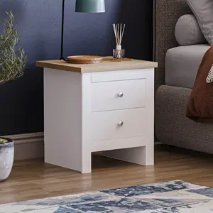 Morley 2 Drawer Bedside Table White