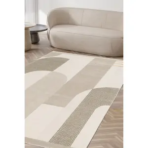 Melrose Turin Abstract Patterned Cream Brown Large Area Rug 160/230cm