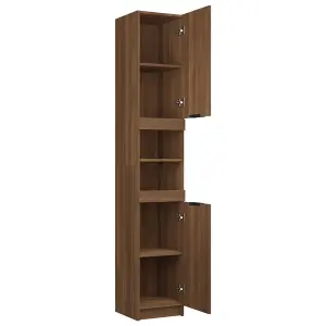 Berkfield Bathroom Cabinet Brown Oak 32x34x188.5 cm Engineered Wood