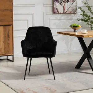 Carrara Velvet Dining Chairs - Set of 2 - Black